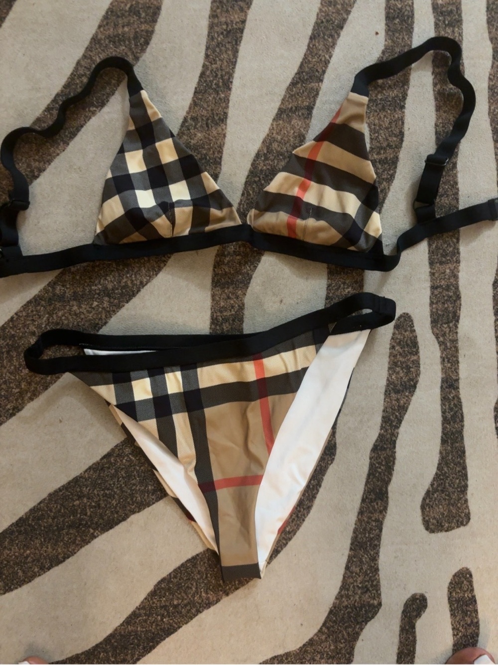 Authentic Burberry Vintage Check Triangle Bikini Set | Size US Small
